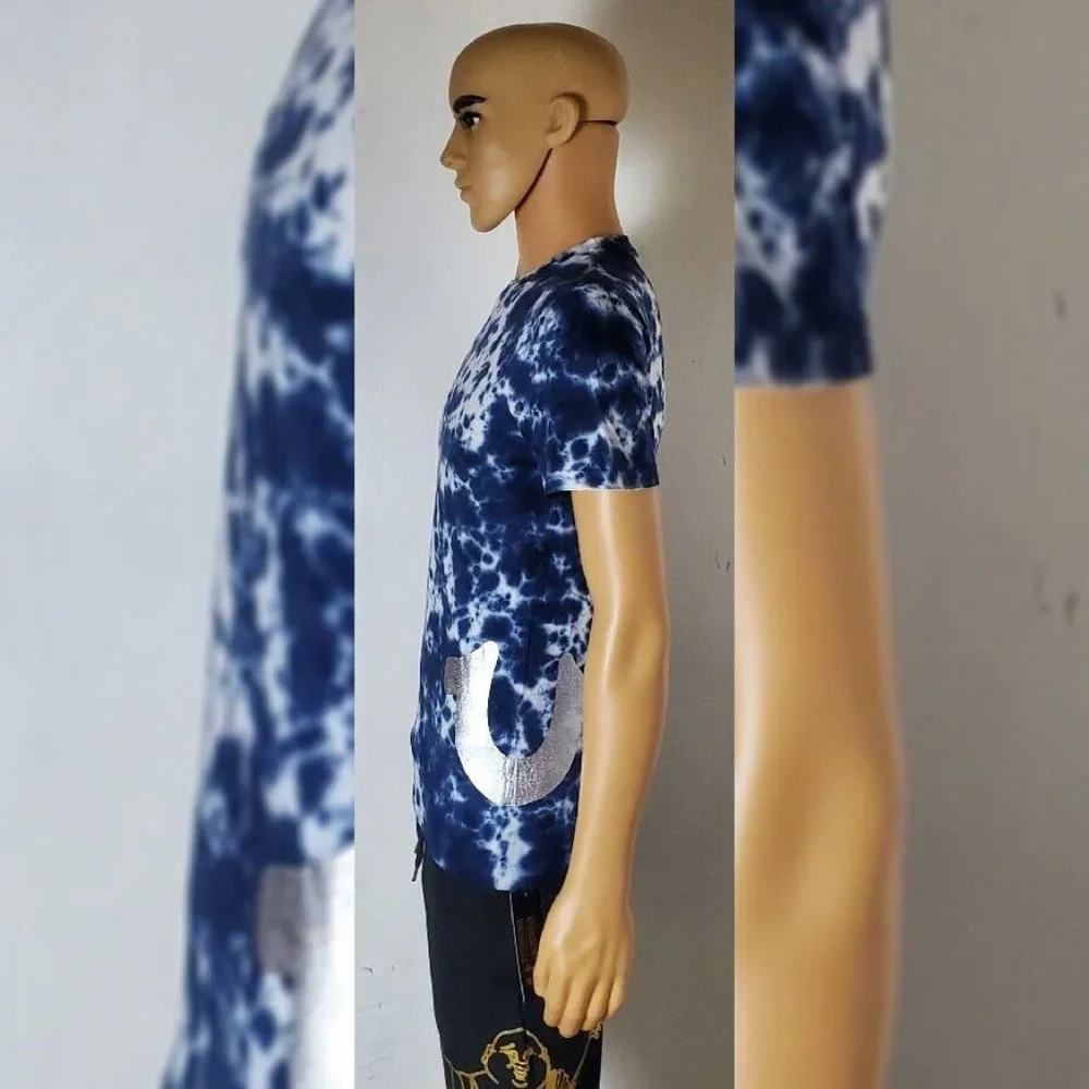 TRUE RELIGION LOUNGEWEAR TIE DYE TSHIRT MEN'S SHORT SLEEVE BLUE SIZE M